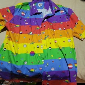 Rainbow planet button up